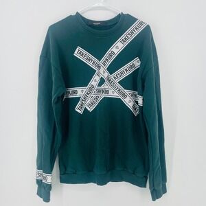 TAKESHIKURO Kurosawa Green Crewneck Sweatshirt Tape Logo Made in Italy